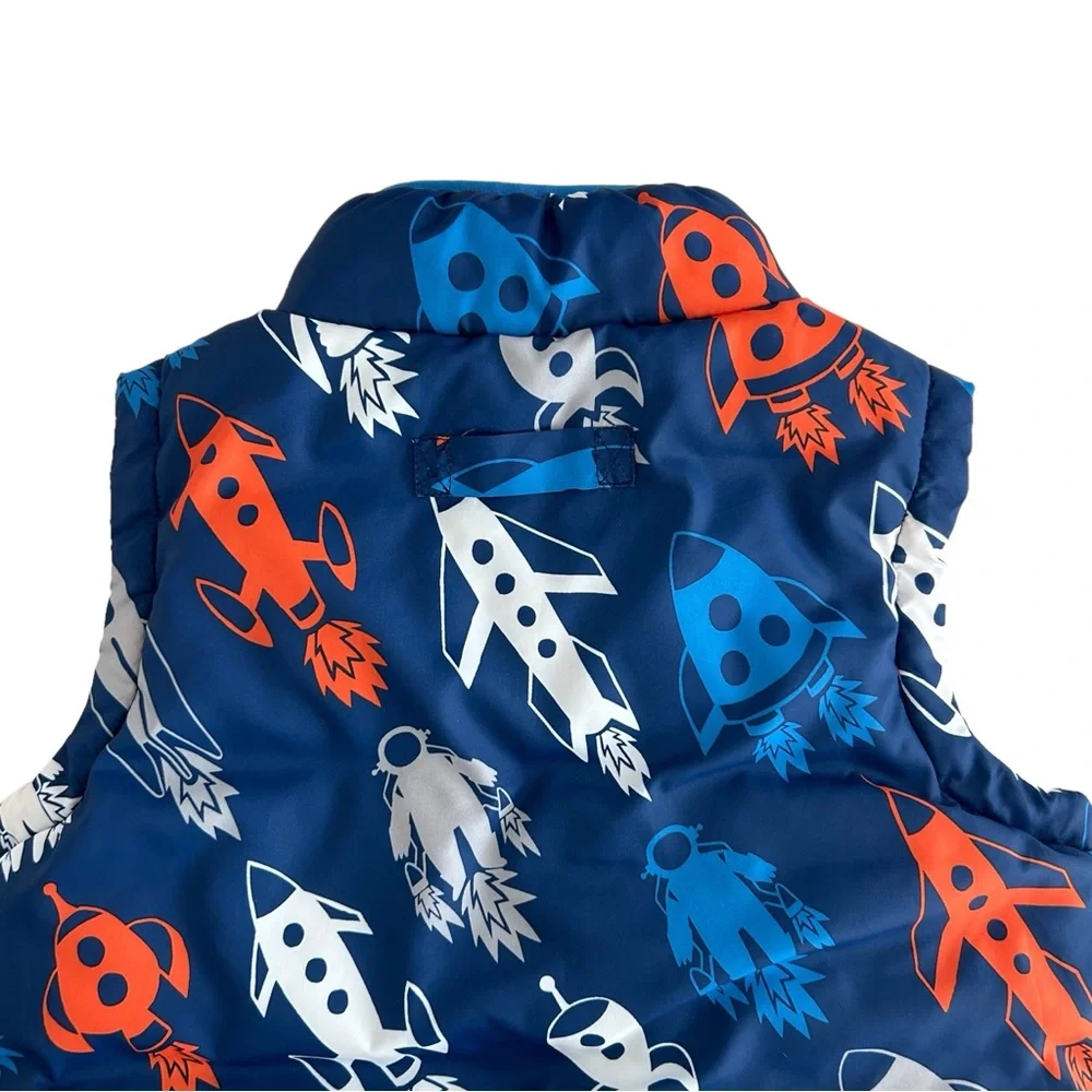 Hatley Puffer Vest Reversible Sleeveless Retro Rocket Ships (5)